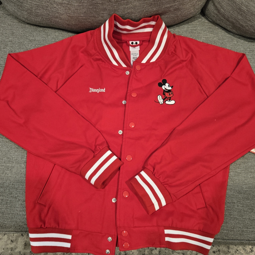 Disney Red Varsity Jacket with Ribbed Collar and Cuffs